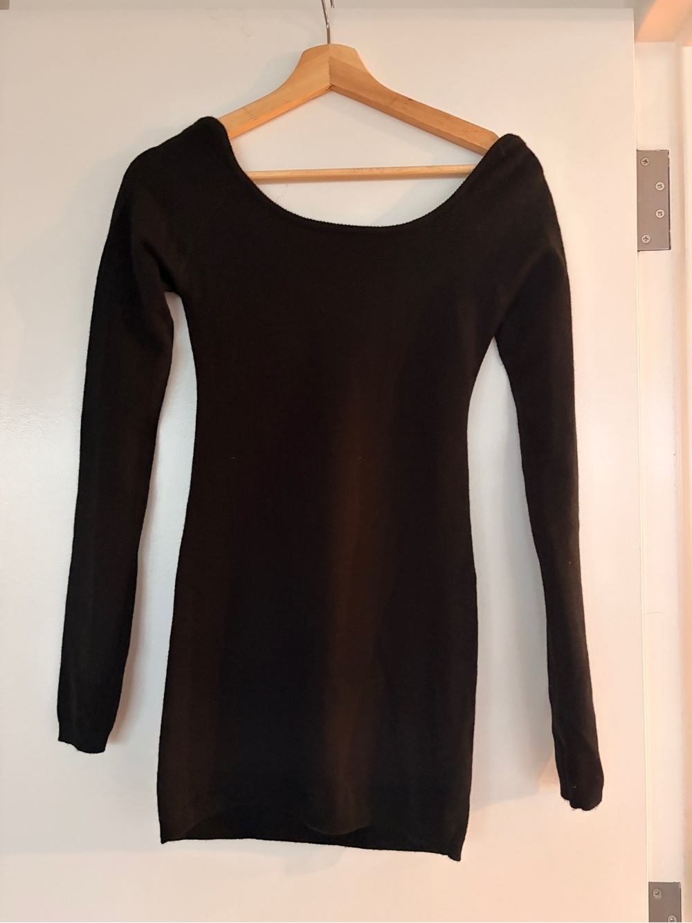 Black Open Back Long Sleeve Mini Dress – XS
